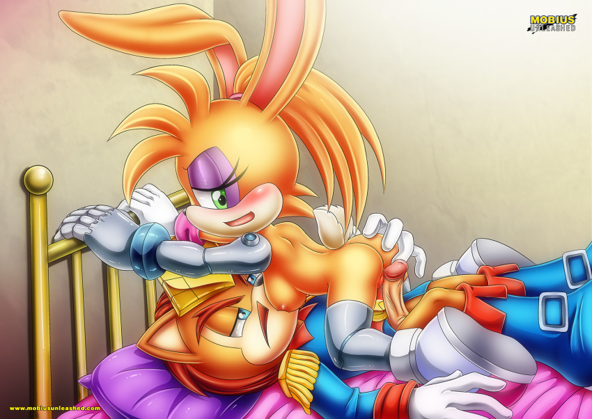 anus archie_comics bbmbbf blush breast_sucking bunnie_rabbot hand_on_ass mobius_unleashed nigel_acorn palcomix penetration pussy sega sonic_(series) sonic_the_hedgehog_(series)