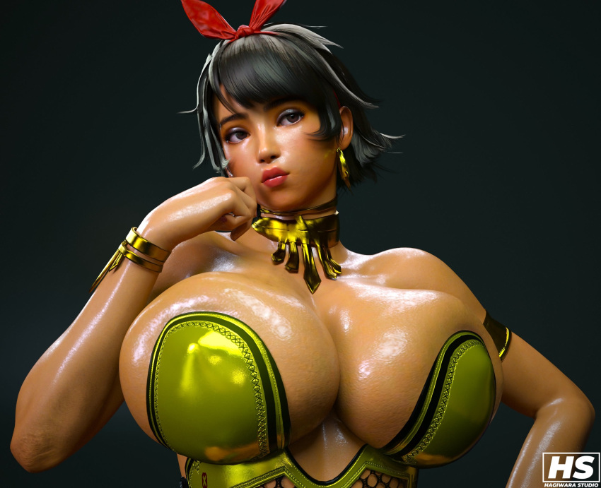 1girl 3d 3d_artwork athletic athletic_female bandai_namco big_breasts black_hair breasts brown_skin brown_skinned_female duo_gale female_only femme_fatale hagiwara_studio hair huge_breasts insanely_hot josie_rizal namco namco_bandai naughty seductive seductive_look short_hair tekken tekken_7 twitter upper_body video_game video_game_character video_game_franchise video_games voluptuous voluptuous_female x