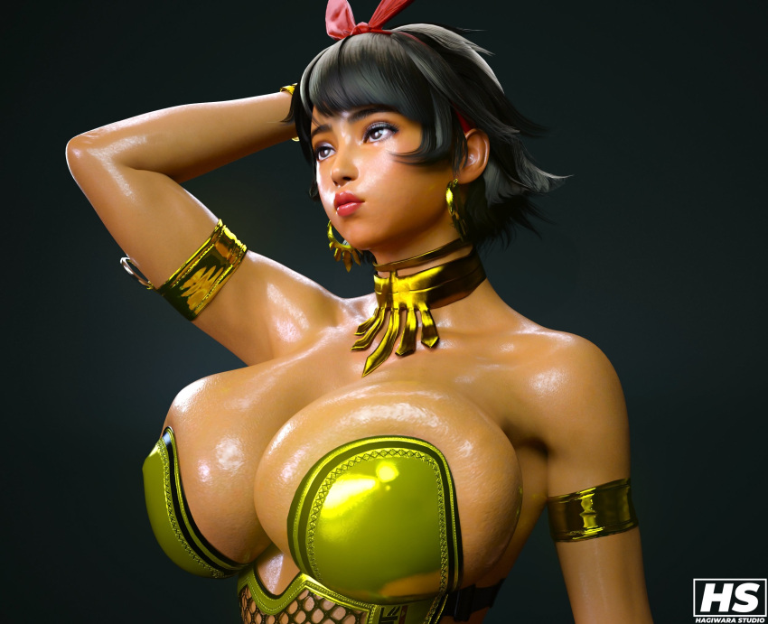 1girl 3d 3d_artwork athletic athletic_female bandai_namco big_breasts black_hair breasts brown_skin brown_skinned_female duo_gale female_only femme_fatale hagiwara_studio hair huge_breasts insanely_hot josie_rizal namco namco_bandai naughty seductive seductive_look short_hair tekken tekken_7 thick_thighs thighs twitter upper_body video_game video_game_character video_game_franchise video_games voluptuous voluptuous_female x