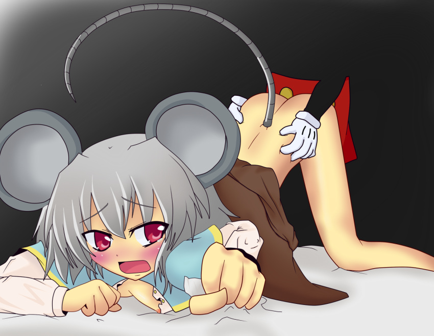 1girl anthro blush clothes color crossover disney duo eastern_and_western_character fur furry interspecies kemonomimi male mickey_mouse mouse nazrin nipples rodent sex straight tagme tail touhou