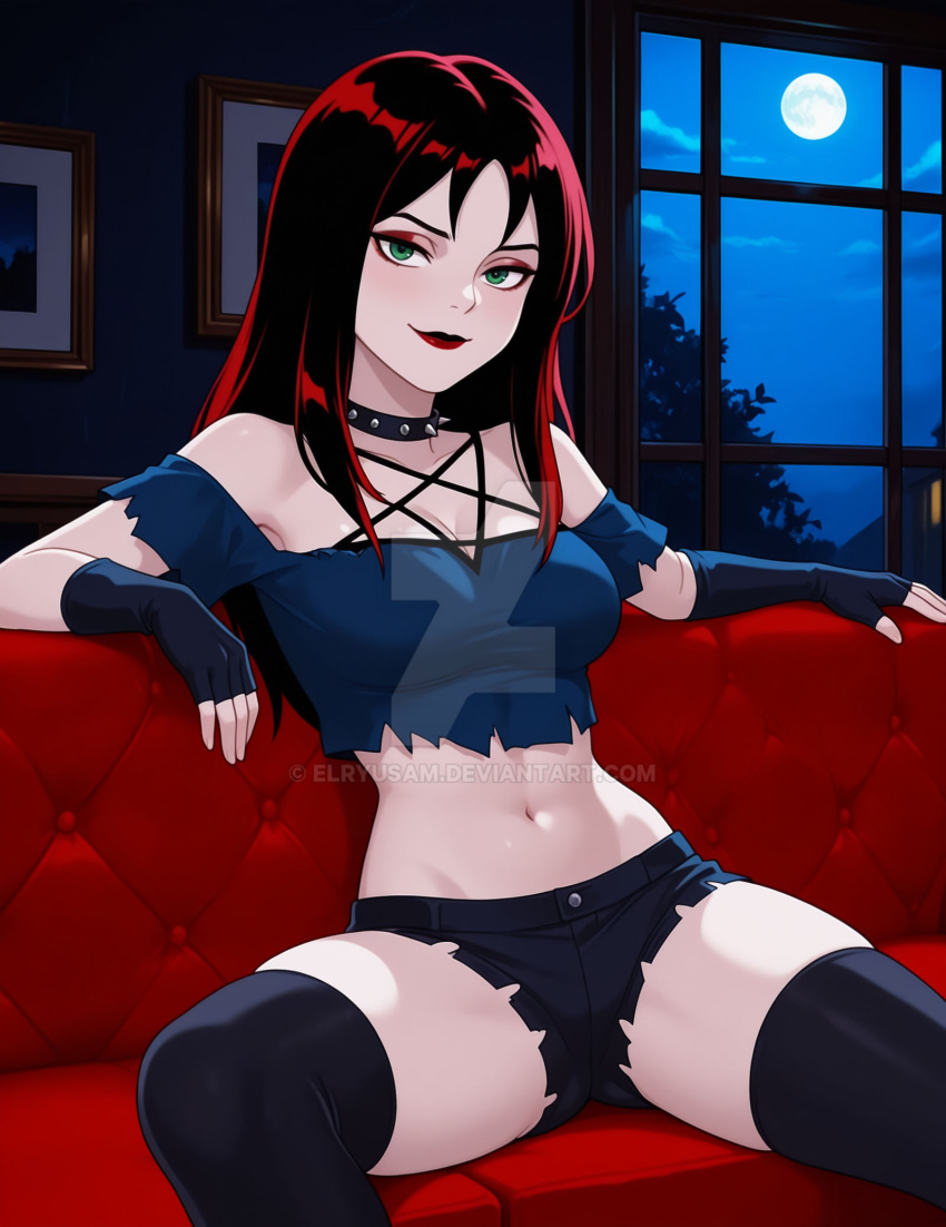 1girl ai_generated cosplay crossover crossover_cosplay elryusam female hanna-barbera helluva_boss hex_girls loona_(cosplay) loona_(helluva_boss) scooby-doo solo tagme thorn_(hex_girls) vivziepop warner_bros youtube