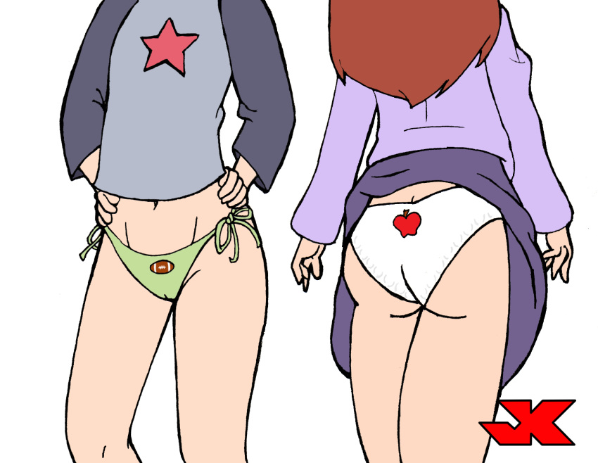 2girls ass cameltoe disney hair jk jk_(artist) long_hair lorraine_"lor"_macquarrie multiple_girls panties petratishkovna_"tish"_katsufrakis printed_panties red_hair side-tie_panties the_weekenders