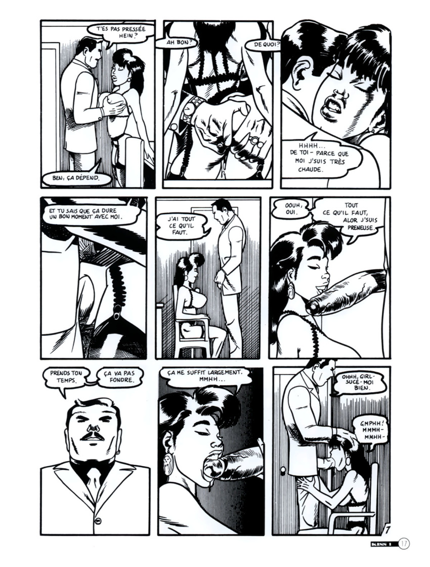 1boy 1girl comic fellatio kevin_taylor kiss_comix monochrome oral the_girl