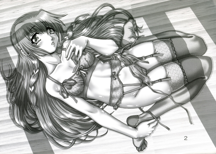 2005 2x2=shinobuden big_breasts bikini calendar garter_belt gundam_seed high_res lacus_clyne lingerie long_hair mai-hime mai_tokiha mikoto_minagi monochrome natsuki_kuga petite_empire_"koyomi"_2005_(calendar) posing shinobu side-tie_panties stockings type_90