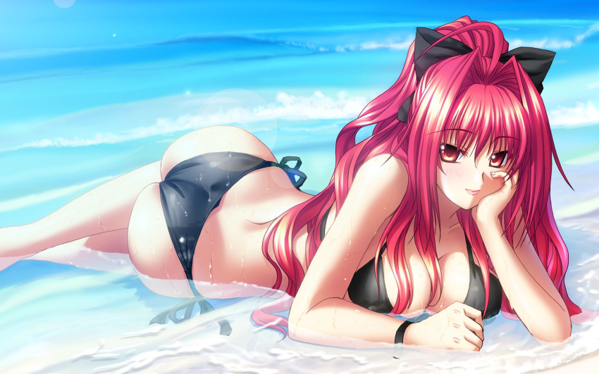 1920x1200 1girl 8:5 breasts corticarte_apa_lagranges high_res highres kannatsuki_noboru long_hair red_eyes red_hair shinkyoku_soukai_polyphonica side-tie_bikini solo wallpaper widescreen