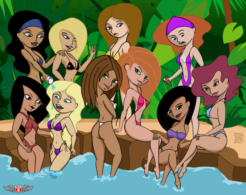 10girls amelia_(kim_possible) ass bikini black_eyes blonde_hair blue_eyes bonnie_rockwaller breasts brown_eyes brown_hair cheerleader cleavage crystal crystal_(kim_possible) dark_skin disney erect_nipples everyone green_eyes hairband hope_(kim_possible) ice jessica_(kim_possible) kim_possible kimberly_ann_possible liz_(kim_possible) long_hair looking_back marcella_(kim_possible) mole multiple_girls nipple orange_eyes orange_hair phillipthe2 red_hair shego short_hair side-tie_bikini sitting sling_bikini smile string_bikini swimsuit tara_(kim_possible) topless water wet yumibow