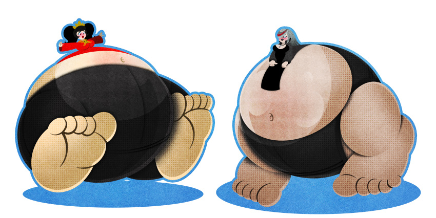 2_girls ashley_(warioware) belly_inflation bottom_heavy feet feet_inflation foot_fetish giantess huge_feet inflation obese panties sage_(sonic) sonic_the_hedgehog_(series) warioware witch