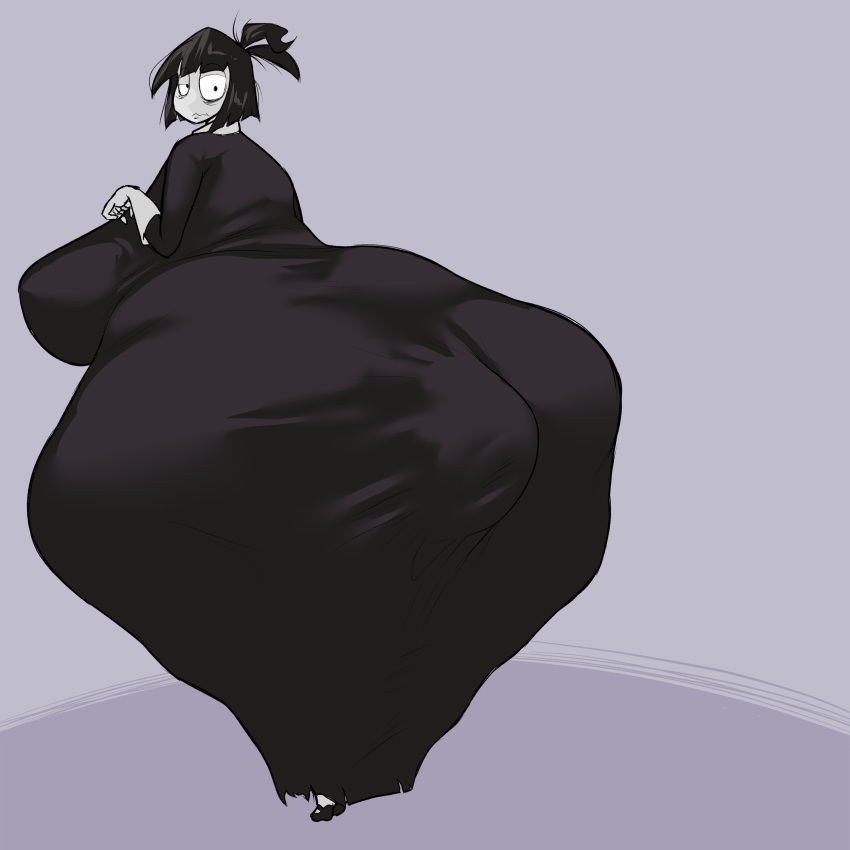 1girl adult_swim big_breasts creepy_susie fat_ass goth goth_girl high_heels huge_ass looking_at_viewer looking_back obese plump sagging_breasts the_oblongs wide_hips