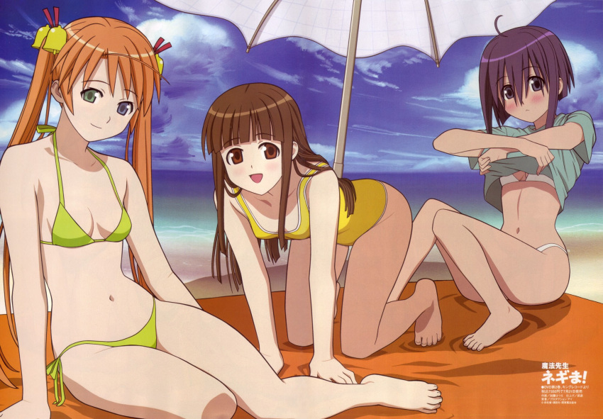 bicolored_eyes hentai kagurazaka_asuna konoe_konoka mahou_sensei_negima miyazaki_nodoka swimsuit