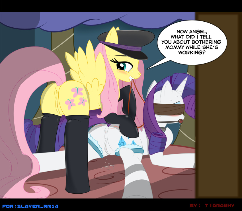 bdsm comic equine female fluttershy friendship_is_magic horse leash my_little_pony pony pussy rarity tiarawhy vaginal