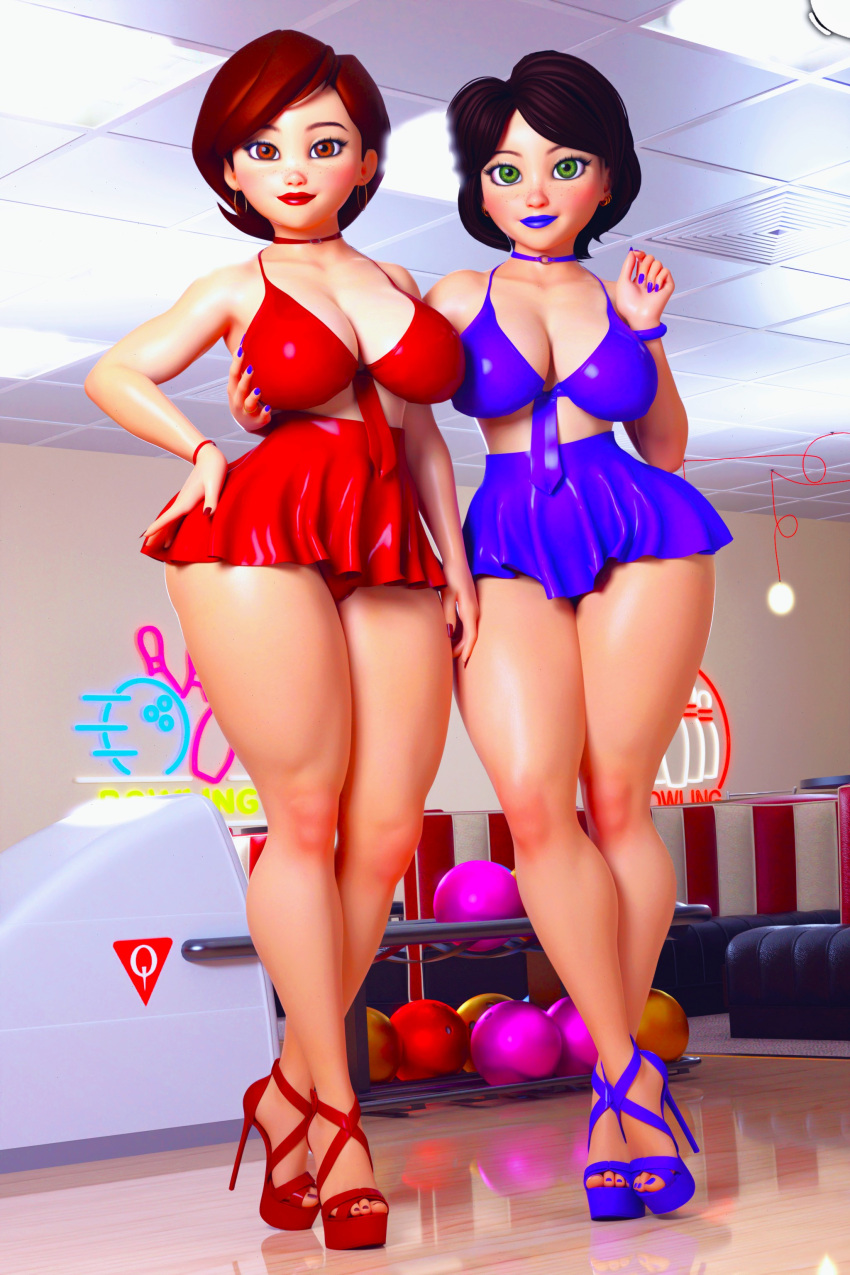 adult adult_female adult_only aunt_cass big_breasts bra cass_hamada erect_nipples_under_clothes helen_parr high_heels latex_clothing microskirt panties the_incredibles thick_thighs urqqurqq