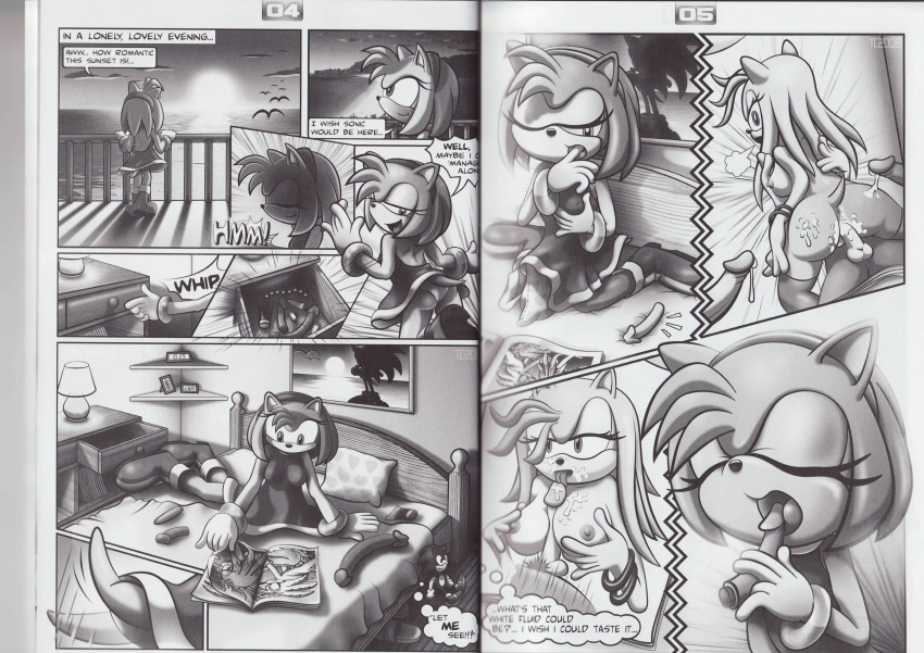 absurd_res amy_rose amy_untold bed bedroom breasts comic cum dildo doujin drawer female hedgehog high_res lamp male monochrome nipples penis raised_tail sega sex_toy sonic_(series) sonic_the_hedgehog sonic_the_hedgehog_(series) sunset tail tc text