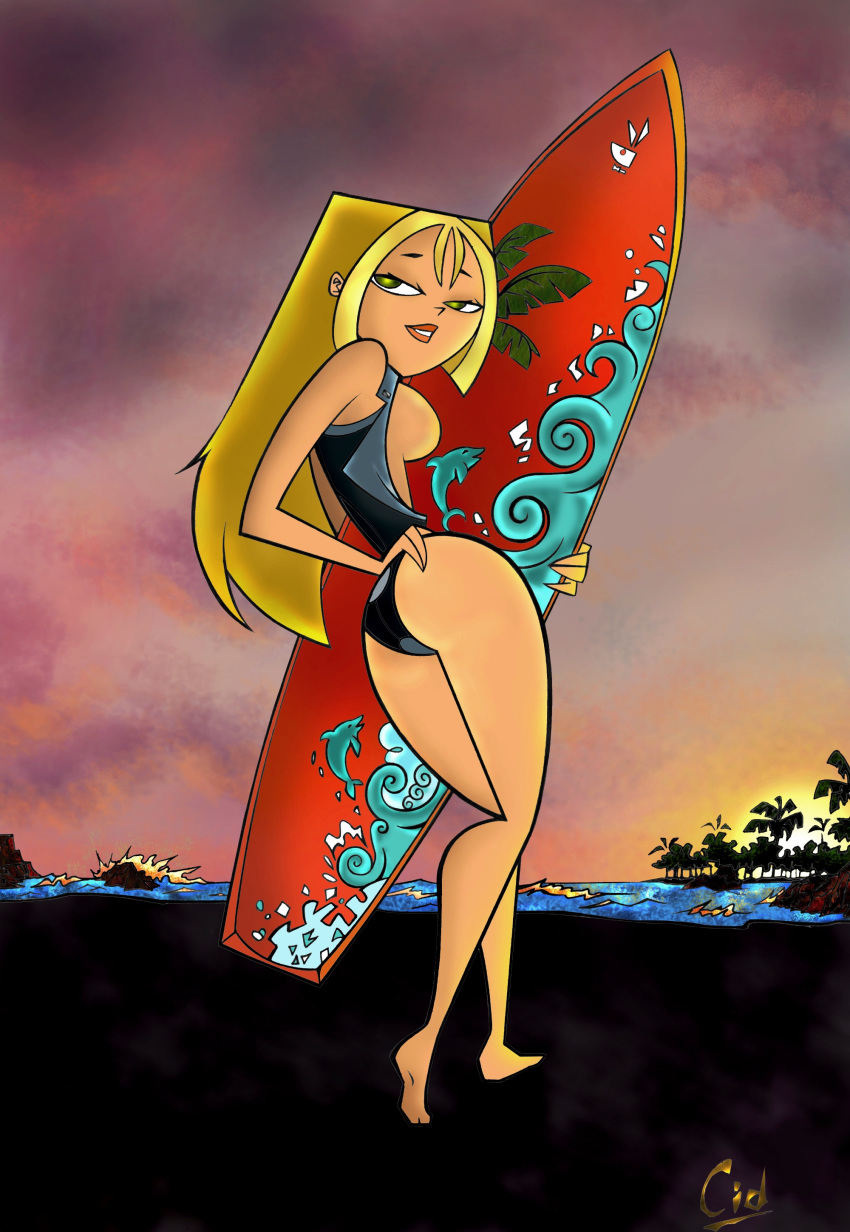 big_breasts blonde_hair bridgette_(tdi) cartoon_network cid green_eyes hourglass_figure light-skinned_female long_blonde_hair long_hair surfer_girl thick_ass thick_legs thick_thighs total_drama_island