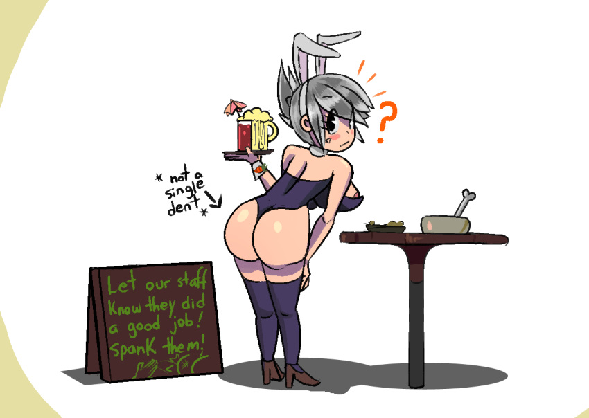 ass big_ass big_breasts bitch blush breasts bunnysuit huge_ass huge_breasts league_of_legends looking_at_viewer looking_back nipples riven slut stormbringer whore