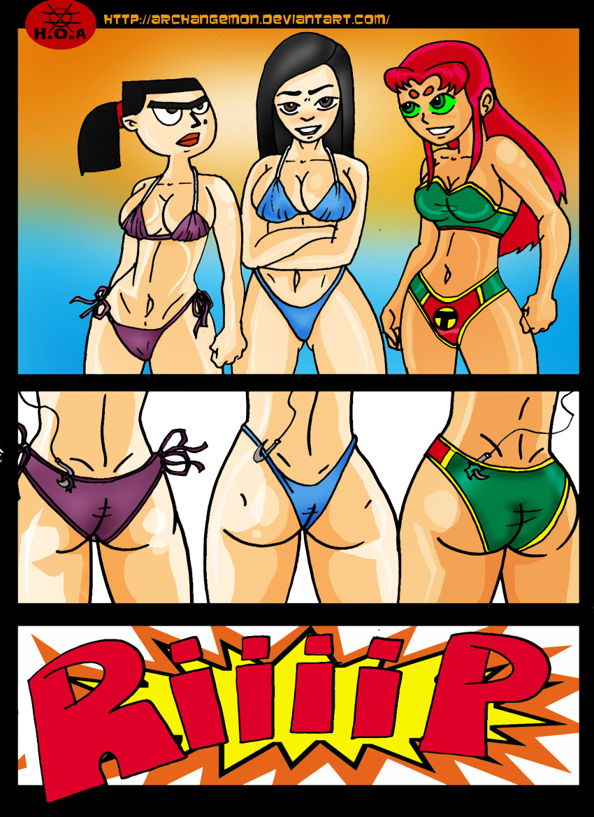 archangemon ass avatar:_the_last_airbender beach big_ass bikini black_hair brown_eyes bubble_butt butt cartoon_network comic crossover dc_comics embarrassing eva_(tdi) green_eyes joo_dee long_hair mole mole_under_eye orange_skin ponytail prank shiny shiny_skin smile starfire swimsuit teen_titans thick_thighs thong total_drama_island