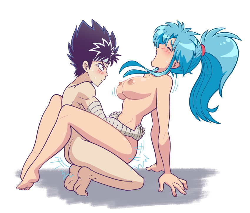 1boy 1girl areola bandages barefoot big_breasts black_hair blue_hair blush botan botan_(yu_yu_hakusho) breasts closed_eyes completely_nude feet gaping hetero hiei high_resolution hugging itsdatskelebutt long_hair male male/female nipples nude nude_male open_mouth orgasm penis ponytail red_eyes sex shiny shiny_skin short_hair sitting spiky_hair squatting sweat tied_hair vaginal yu_yu_hakusho