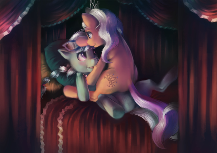 bed crookedtrees_(artist) cub diamond_tiara diamond_tiara_(mlp) equine female friendship_is_magic glasses horse my_little_pony omg_why_did_i_save_this_... pony railgunner silver_spoon silver_spoon_(mlp) tiara