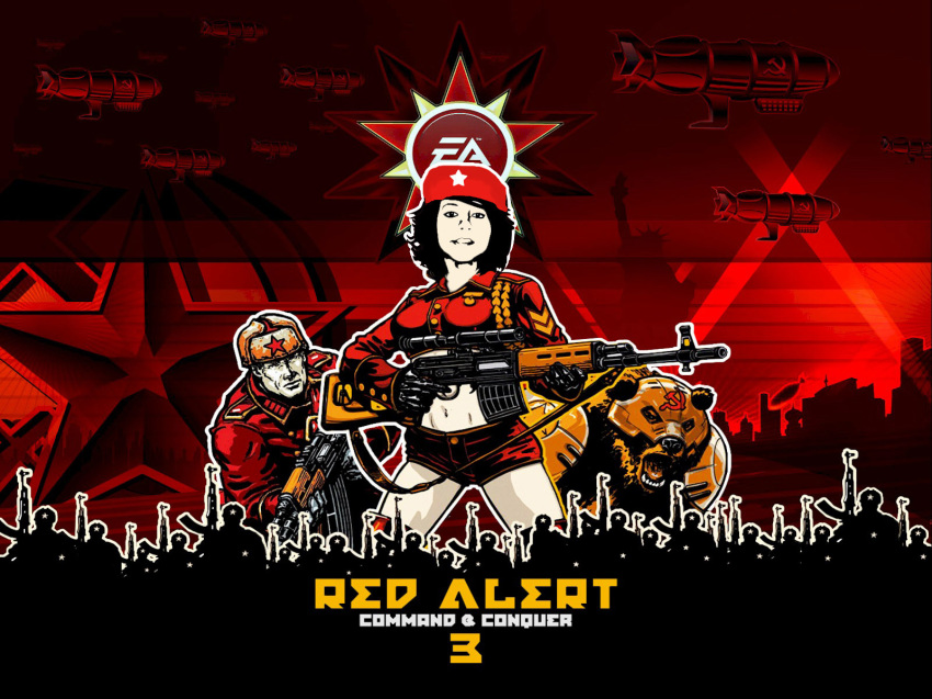 ak-47 animal bear boxxy command_&_conquer dragunov_sniper_rifle gun midriff military red_alert red_alert_3 rifle russian uniform wallpaper weapon