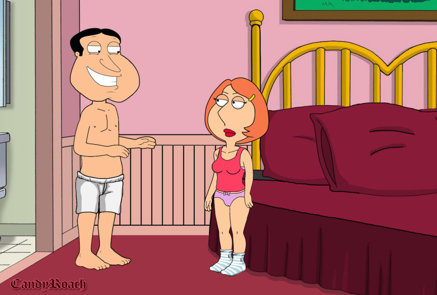 breasts cameltoe candy_roach crop_top family_guy glenn_quagmire lindsey_(family_guy) panties thighs