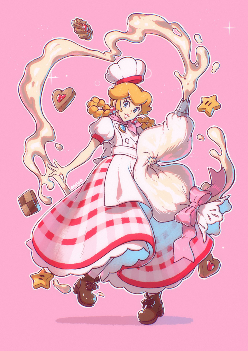 1girl chef_hat clothed dress frosting innuendo nintendo princess_peach questionable saiwoproject super_mario_bros unintentional_innuendo