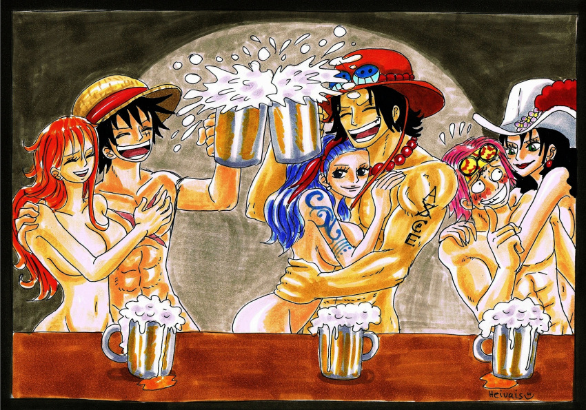 alvida heivais koby miroku monkey_d._luffy nami nojiko one_piece portgas_d._ace