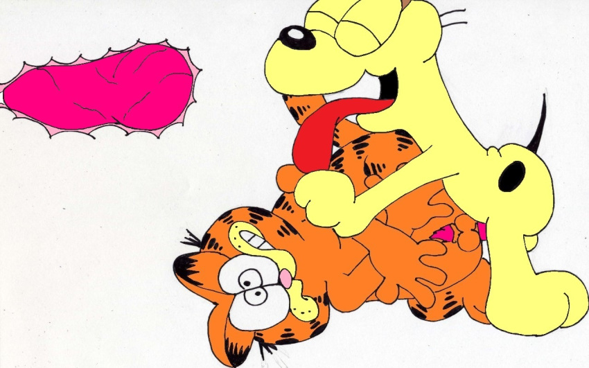 canine cat closed_eyes cum cum_in_ass cum_in_orifice dog feline garfield garfield_(character) gay odie penis rape sex tongue