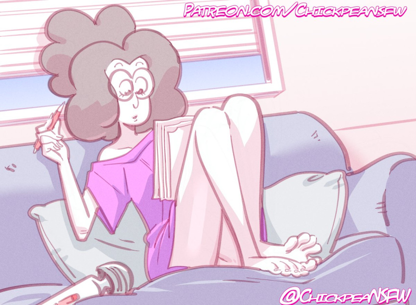 1girl 1girls 2025 barefoot bottomless cartoon_network chickpea clarence digital_drawing_(artwork) feet female_only glasses limited_palette melanie_baker pen sitting teacher toes vibrator