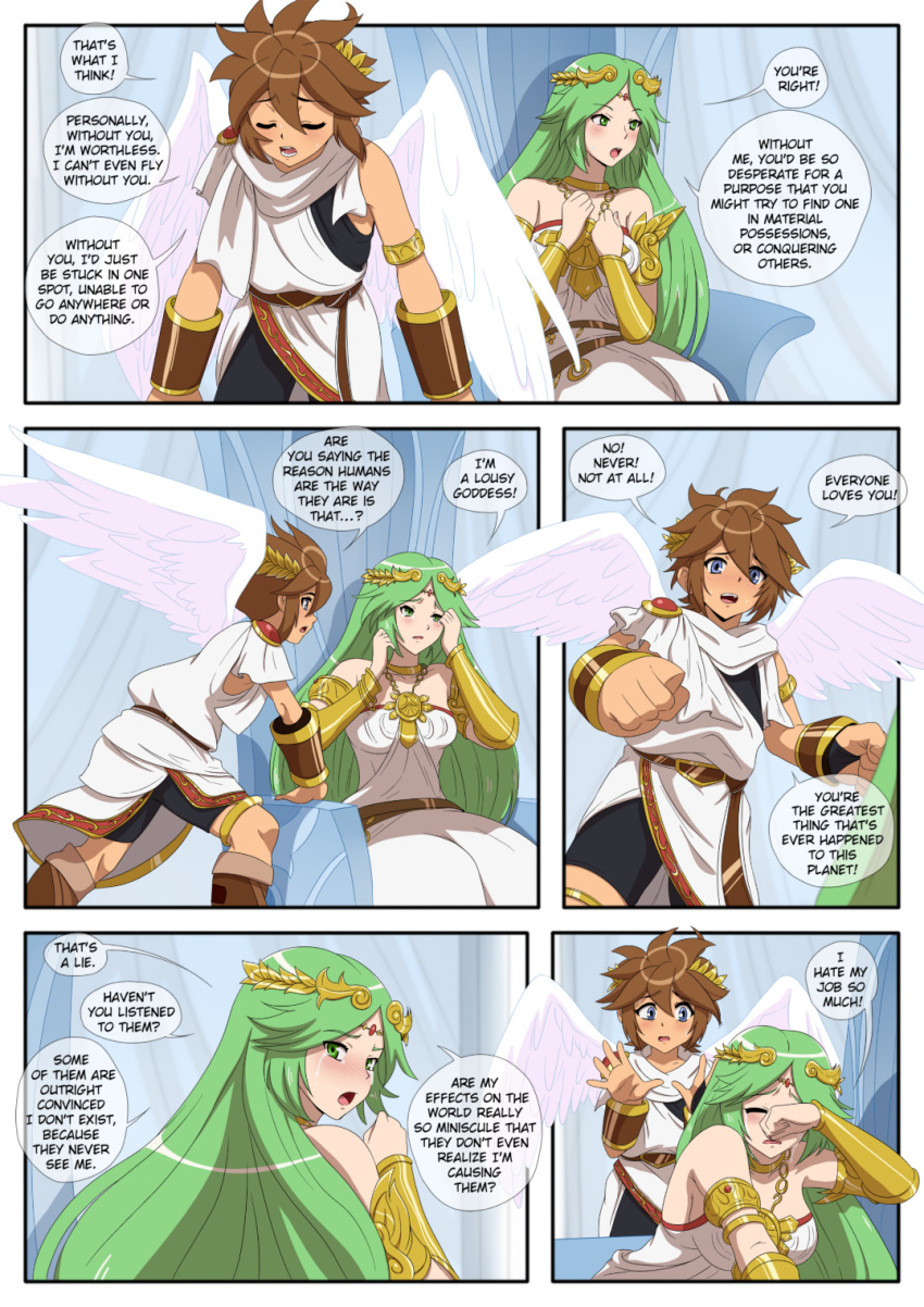 1boy 1girl comic inusen kid_icarus kid_icarus_(comic) male/female nintendo palutena pit