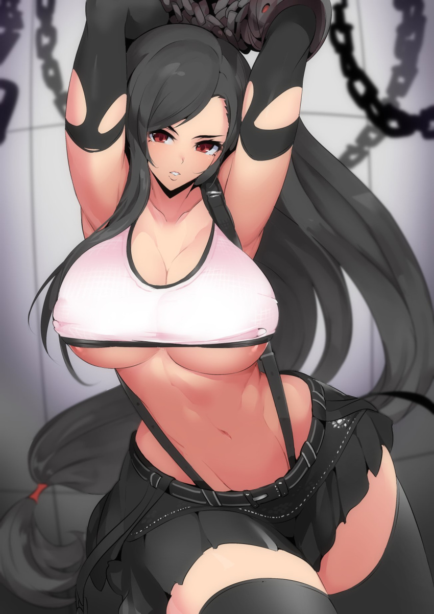 1girl 1girl 1girl big_breasts brown_eyes brown_hair clothed_female female_focus female_only final_fantasy final_fantasy_vii long_hair nac000 nipples nipples_visible_through_clothing solo_female solo_focus tagme tifa_lockhart video_game_character video_game_franchise