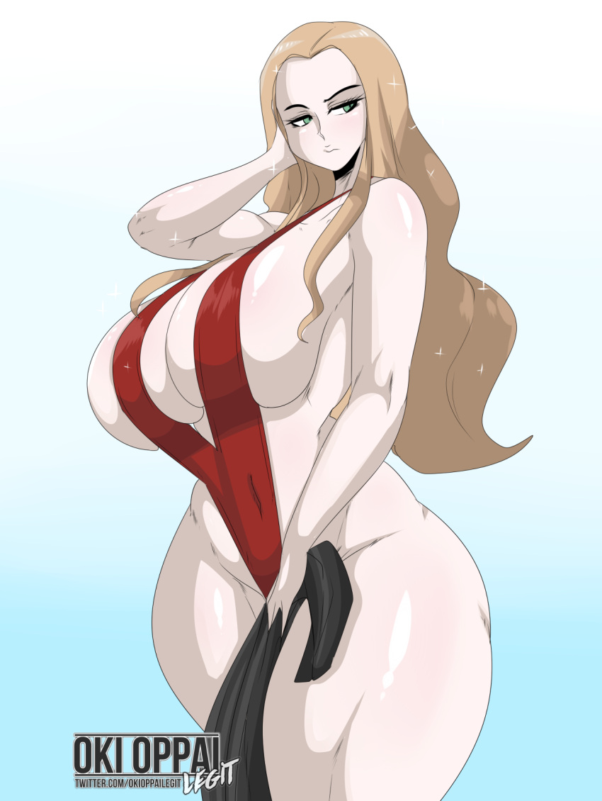 brown_hair earrings gigantic_ass gigantic_breasts green_eyes hourglass_figure okioppai oleana_(pokemon) pokemon