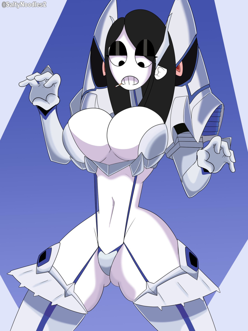 1girl alternate_costume big_breasts bikini_armor black_hair breasts cosplay impossible_clothes kill_la_kill kiryuuin_satsuki kiryuuin_satsuki_(cosplay) long_hair revealing_clothes saltynoodles veronica_(saltynoodles)