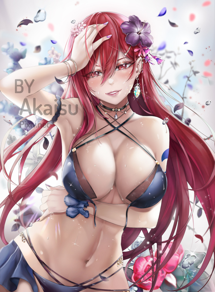 1girl aikaisu big_breasts bikini cleavage erza_scarlet fairy_tail red_eyes red_hair tagme