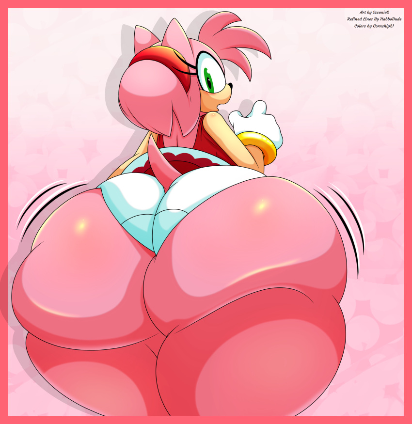 1girl 2018 absurd_res amy_rose ass ass_focus ass_jiggle big_ass bimbo bottom_heavy bubble_ass bubble_butt butt_focus butt_jiggle clothed clothing cornchip21 curvy curvy_figure dat_ass digital_media_(artwork) eulipotyphlan fat_ass fat_butt female_only fur green_eyes habbodude hedgehog high_res huge_ass hyper hyper_ass hyper_butt jiggle large_ass large_butt looking_at_viewer looking_back mammal massive_ass massive_butt mobian_(species) panties pink_body pink_fur sega sexy sexy_ass sonic_the_hedgehog_(series) sssonic2 thick_ass thick_thighs tight_clothing underwear voluptuous wide_hips