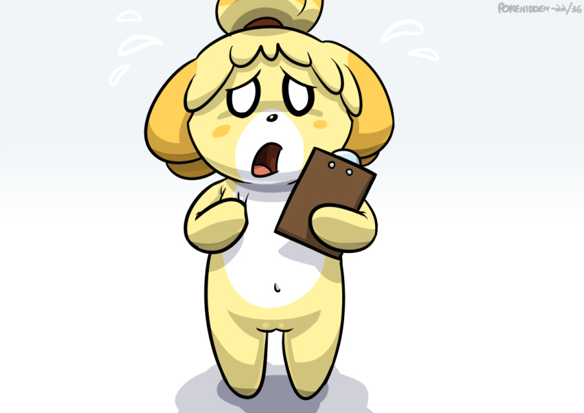 1girl animal_crossing dog isabelle_(animal_crossing) nintendo nude open_mouth pokehidden pussy tongue