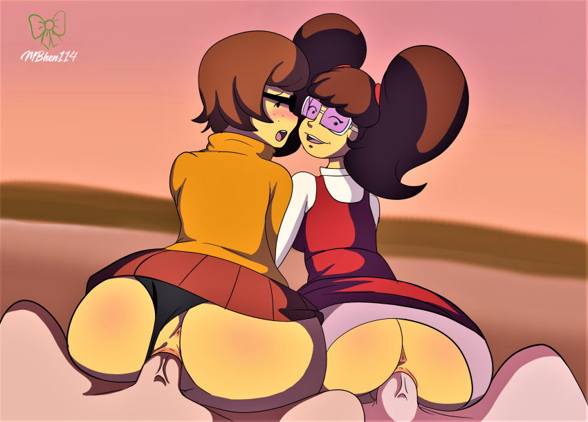 anus ass bottomless erect_penis glasses madelyn_dinkley no_panties scooby-doo shaved_pussy vaginal velma_dinkley