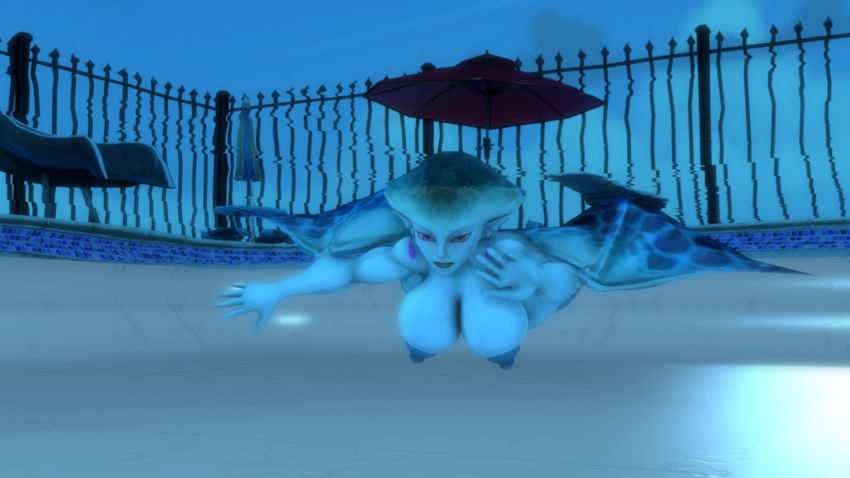 1girl 3d 3d_(artwork) alternate_breast_size big_breasts breasts female female_only huge_breasts nintendo nipples nude ocarina_of_time pool princess_ruto skinny_dipping solo sonicthebitch source_filmmaker swimming the_legend_of_zelda underwater water zora