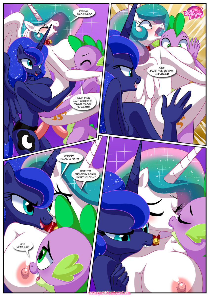 comic equestria_untamed friendship_is_magic furry hasbro my_little_pony palcomix princess_celestia princess_celestia_(mlp) princess_luna princess_luna_(mlp) spike spike's_ultimate_fantasies_or_the_dragon_king's_harem spike_(mlp)