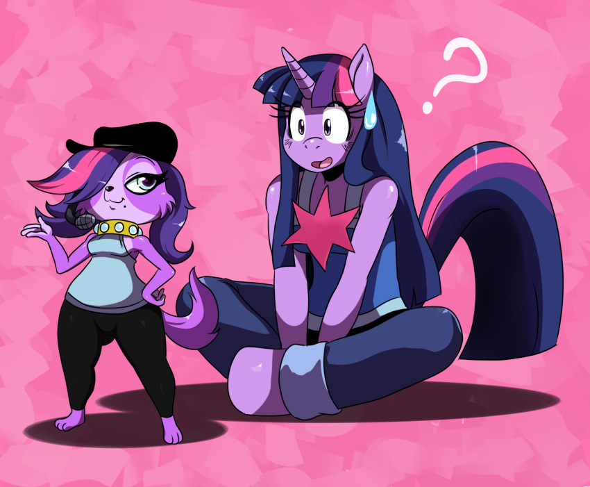 2012 ? anthro anthrofied blue_eyes canine clothing collar crossed_legs crossover dog equine female friendship_is_magic furry hair hair_over_eye horn horse littlest_pet_shop long_hair microphone my_little_pony open_mouth pony purple_eyes purple_hair sssonic2 tail twilight_sparkle_(mlp) two_tone_hair unicorn zoe_trent