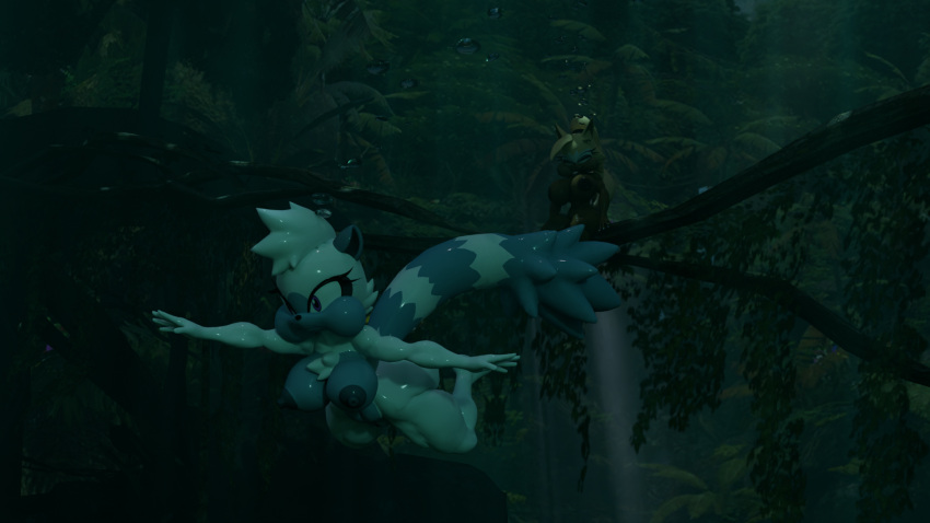 2girls aquaphilia ass breasts bubbles female idw_publishing jungle nude puffy_cheeks sega sitting sonic_(series) sonic_racing_crossworlds sonic_the_hedgehog_(comics) sonic_the_hedgehog_(idw) sonic_the_hedgehog_(series) swimming tangle_the_lemur underwater whisper_the_wolf zantzusui