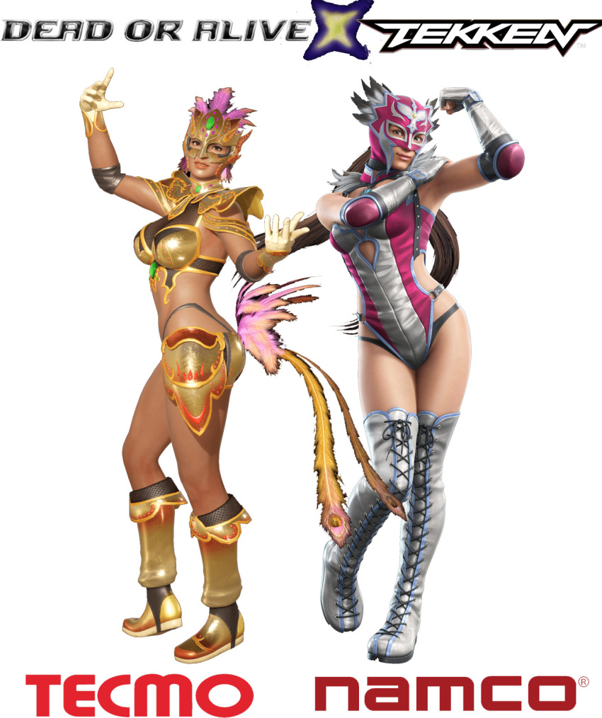 2_girls crossover dead_or_alive jaycee jaycee_(tekken) julia_chang la_mariposa lisa_hamilton luchadora_mask namco tecmo tekken wrestling_outfit xwf