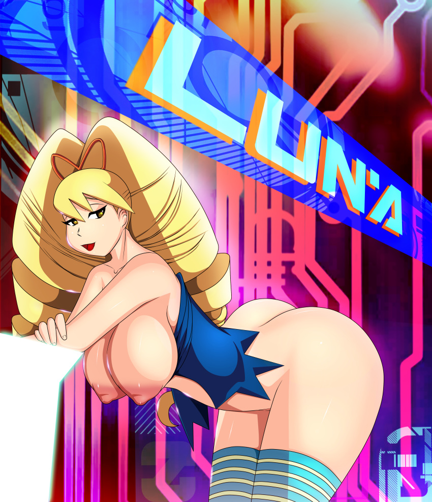 ass bellum-art big_ass big_breasts breasts luna_platz mega_man mega_man_star_force nipples rockman ryuusei_no_rockman shirogane_luna