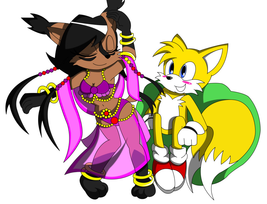 1boy 1girl anthro archie_comics bean_bag belly belly_dancing boundlightning color commission cosplay cute dancing female fox hot jayfoxfire lynx male miles_"tails"_prower nicole_the_lynx private_dance sega sexy sonic_the_hedgehog_(archie) sonic_the_hedgehog_(comics) sonic_the_hedgehog_(series)