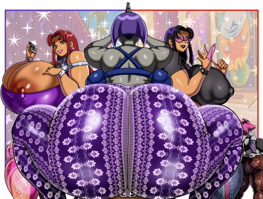 4_girls blackfire butt_focus dat_ass dc_comics dumptruck_ass gigantic_ass gigantic_breasts jinx older older_female orange_hair orange_skin purple_hair rachel_roth raven_(dc) sisters starfire teen_titans vnsimp young_adult young_adult_female young_adult_woman