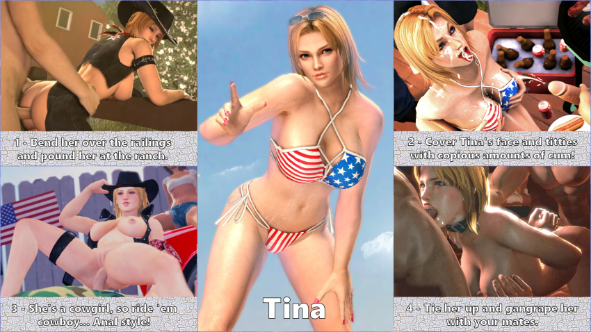 american_flag american_flag_bikini anal cowgirl_position cum cum_on_face dead_or_alive spitroast take_your_pick tina_armstrong vaginal