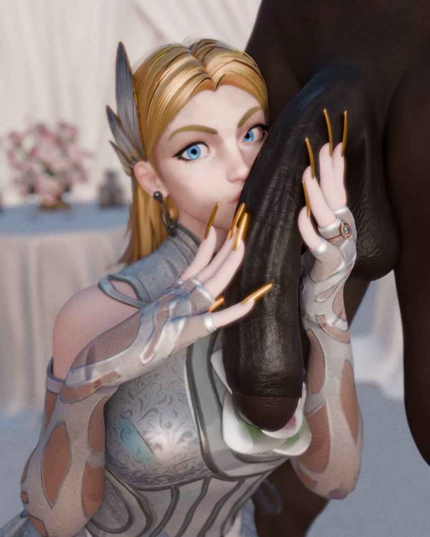 1boy 1girls 3d big_penis blade_(eric_brooks) blade_(marvel_comics) blonde_female blonde_hair blue_eyes cheating cheating_wife clothed_female_nude_male cuckold dark-skinned_male dark_skin hand_on_penis hung interracial invisible_woman invisible_woman_(marvel_rivals) invisible_woman_(the_life_fantastic) kissing_penis large_penis light-skinned_female long_fingernails looking_at_viewer male marvel marvel_comics marvel_rivals notgood3d ntr nude_male ring sue_storm wedding_dress wedding_ring