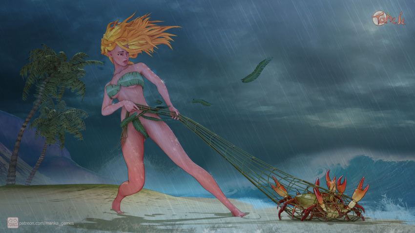 1girl beach manka_games sexy storm survival