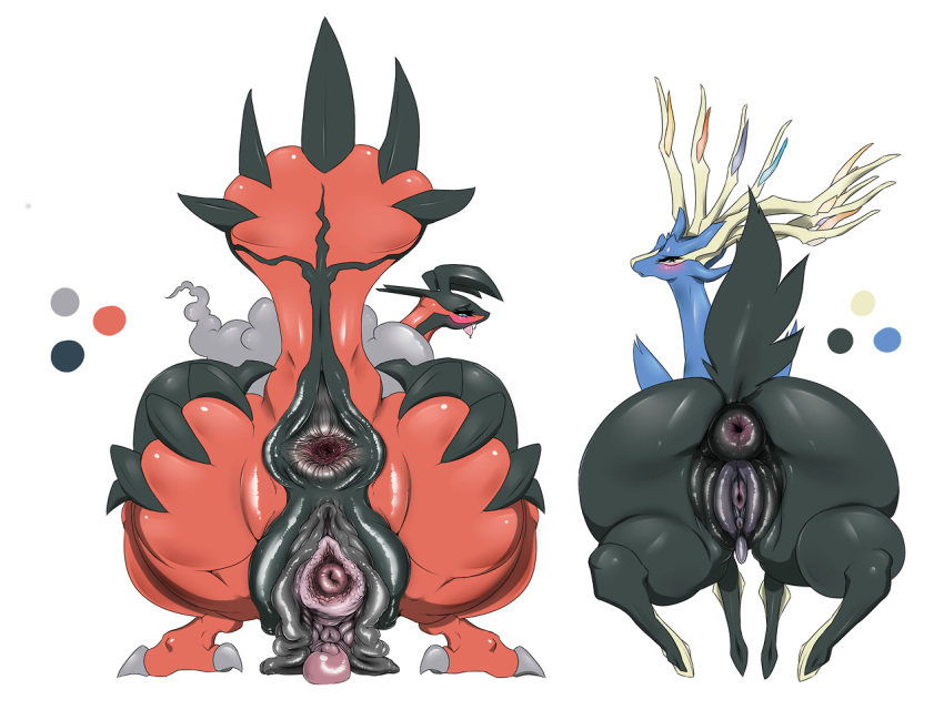 anus ass cervine cervix darthsaburou deer female gaping nintendo pokemon puffy_anus pussy spread_butt spreading video_games wyvern xerneas yveltal