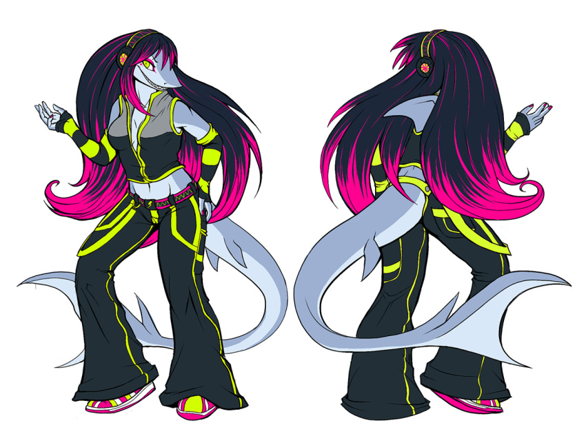 anthro clothing female headphones marine mayhem shark sharp_teeth squeedgemonster tail