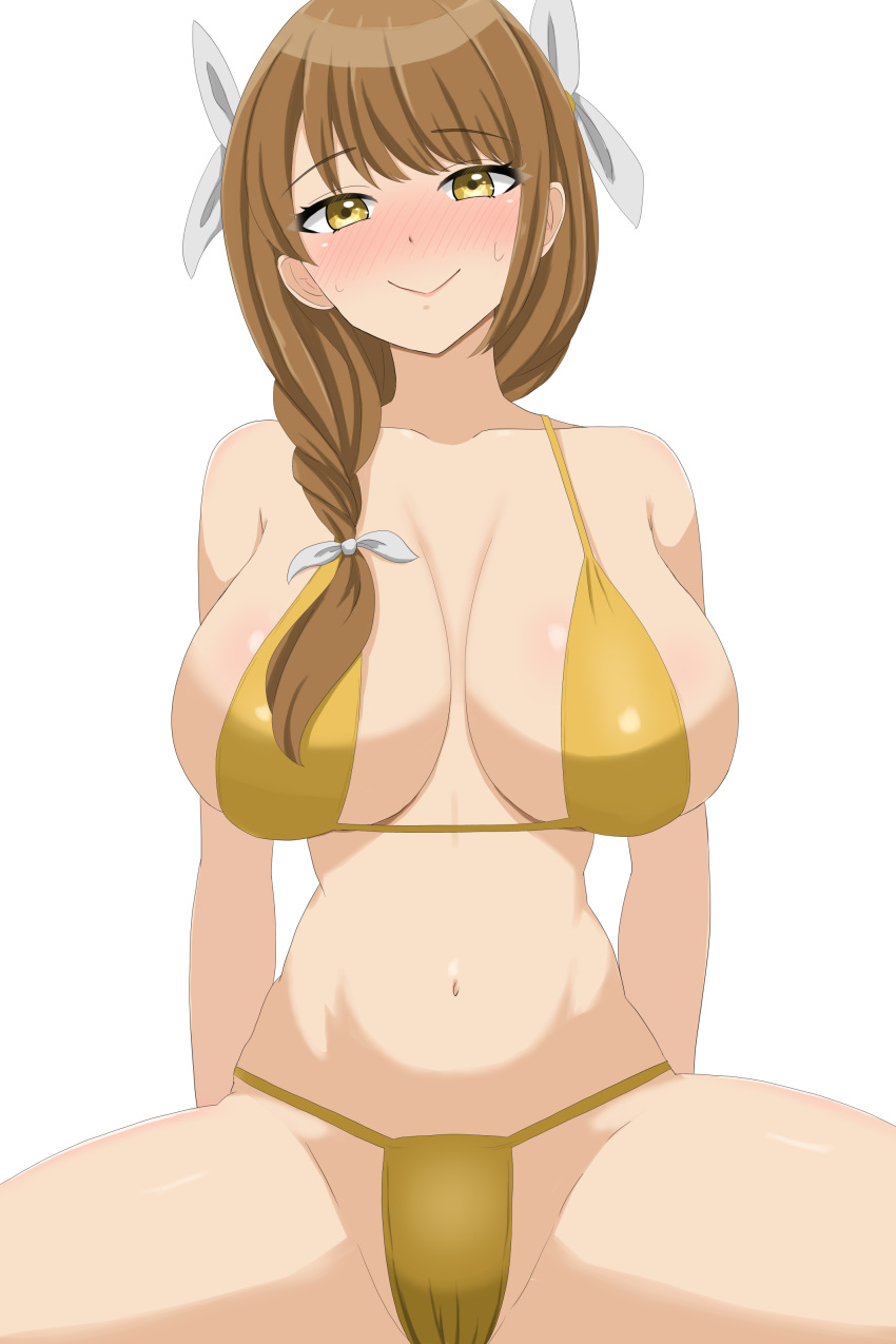 1girl 1girl 1girl alluring alternate_costume bikini female_only fire_emblem fire_emblem_engage goldmary_(fire_emblem) looking_at_viewer nintendo patty_ojisan swimsuit yellow_bikini yellow_swimsuit