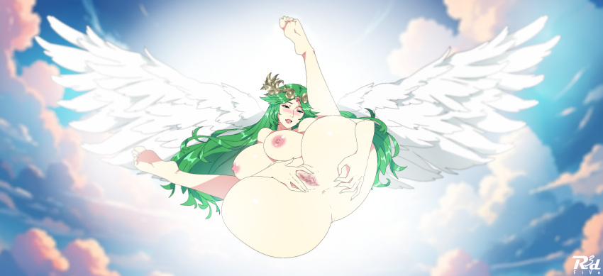 1girl 1girls breasts breasts_out kid_icarus nintendo nipples nude nude_female palutena r3dfive tagme